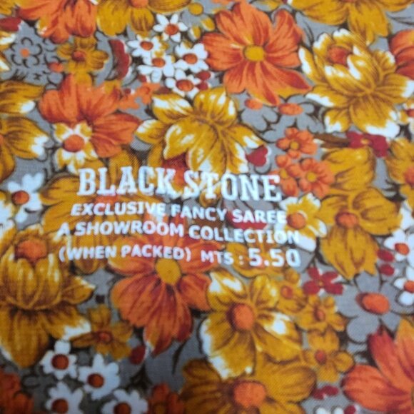 Crimson Red and Brown Flowers Saree - Unstitched- NEW ! - Picture 4 of 6